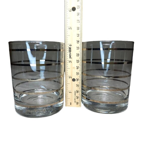 Vintage Georges Briard Silver Rimmed Glass Tumblers Set Of 2 Mid-Century Modern - Picture 9 of 15